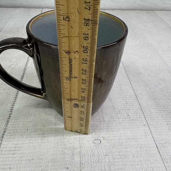 Food Network ANGELICA Light Blue Bronze Metallic 16oz Stoneware Cups Mugs Set 3 - Picture 9 of 16